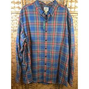 NWT LL Bean Flannel Shirt VTG 90s Y2K Men's XLarge Tall Plaid Long Sleeve Button